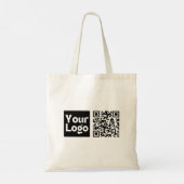 Bearbeitbarer QR-Code & Ihr Firmenlogo oder Bild Tragetasche (Rückseite)