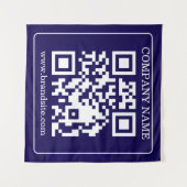 Bearbeitbarer QR-Code Navy Blau Moderne Branding-A Wandteppich (Vorderseite (Horizontal))