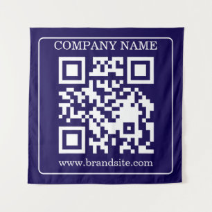 Bearbeitbarer QR-Code Navy Blau Moderne Branding-A Wandteppich