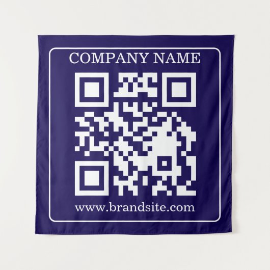 Bearbeitbarer QR-Code Navy Blau Moderne Branding-A Wandteppich (Vorderseite)