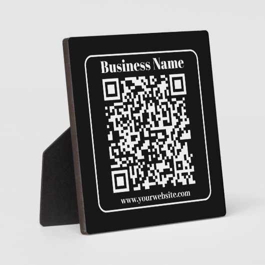 Bearbeitbarer QR-Code Schwarz & Weiß Retro Moderne Fotoplatte (Vorderseite)