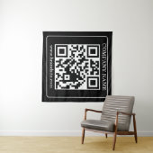 Bearbeitbarer QR-Code Schwarz Weiß Retro Moderne G Wandteppich (Beispiel (Horizontal))