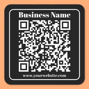 Bearbeitbarer QR-Code Schwarz & Weiß Retro Moderne Quadratischer Aufkleber