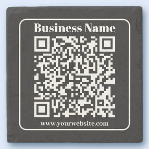 Bearbeitbarer QR-Code Schwarz & Weiß Retro Moderne Steinuntersetzer
