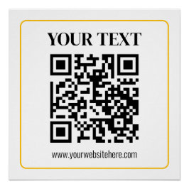 Bearbeitbarer QR-Code & Text mit gelbem Goldrand Poster