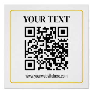 Bearbeitbarer QR-Code & Text mit gelbem Goldrand Poster