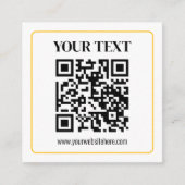 Bearbeitbarer QR-Code & Text mit gelber Goldumrand Begleitkarte (Vorderseite)