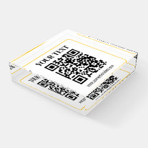 Bearbeitbarer QR-Code & Text mit gelber Goldumrand