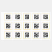 Bearbeitbarer QR-Code & Text mit gelber Goldumrand Etiketten (Blatt)