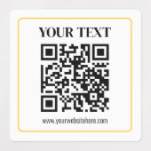 Bearbeitbarer QR-Code & Text mit gelber Goldumrand Etiketten (Design 2)