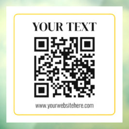 Bearbeitbarer QR-Code & Text mit gelber Goldumrand Fensteraufkleber