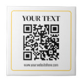 Bearbeitbarer QR-Code & Text mit gelber Goldumrand Fliese (Vorderseite)