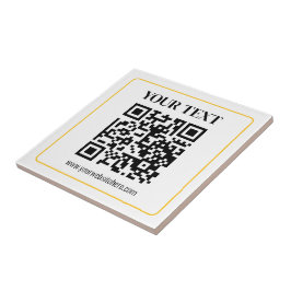 Bearbeitbarer QR-Code & Text mit gelber Goldumrand Fliese