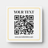 Bearbeitbarer QR-Code & Text mit gelber Goldumrand Fotoplatte (Vorderseite)