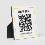 Bearbeitbarer QR-Code & Text mit gelber Goldumrand Fotoplatte (Vorderseite)