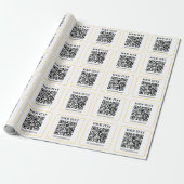 Bearbeitbarer QR-Code & Text mit gelber Goldumrand Geschenkpapier (Ungerollt)