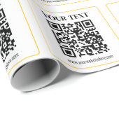 Bearbeitbarer QR-Code & Text mit gelber Goldumrand Geschenkpapier (Rolleneckpunkt)