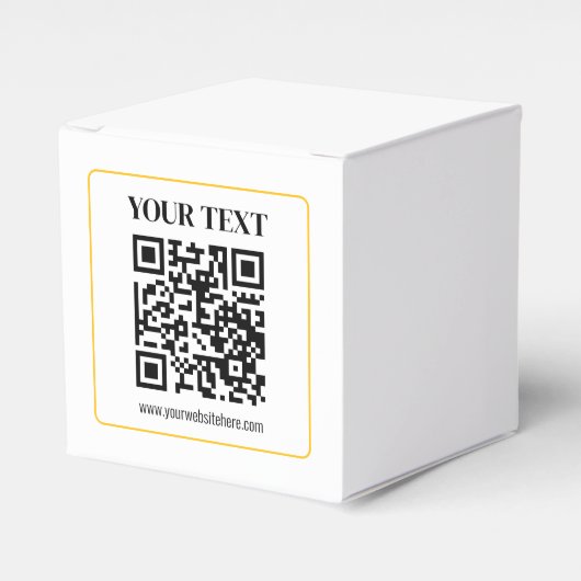 Bearbeitbarer QR-Code & Text mit gelber Goldumrand Geschenkschachtel (Vorderseite)