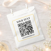 Bearbeitbarer QR-Code & Text mit gelber Goldumrand Geschenktütchen (Ausgeschnitten)