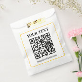 Bearbeitbarer QR-Code & Text mit gelber Goldumrand Geschenktütchen (Versiegelt)