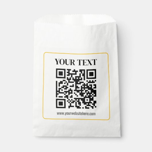Bearbeitbarer QR-Code & Text mit gelber Goldumrand Geschenktütchen (Vorderseite)