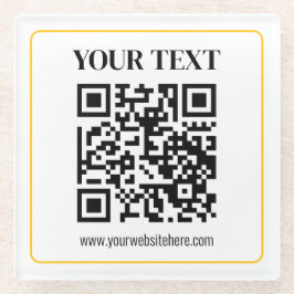 Bearbeitbarer QR-Code & Text mit gelber Goldumrand Glasuntersetzer