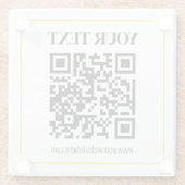 Bearbeitbarer QR-Code & Text mit gelber Goldumrand Glasuntersetzer (Rückseite)