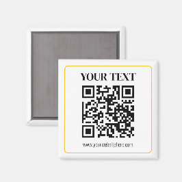 Bearbeitbarer QR-Code & Text mit gelber Goldumrand Magnet