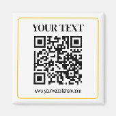 Bearbeitbarer QR-Code & Text mit gelber Goldumrand Magnet (Vorne)