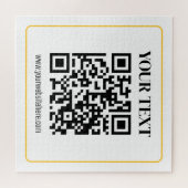 Bearbeitbarer QR-Code & Text mit gelber Goldumrand Puzzle (Horizontal)