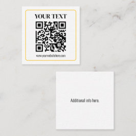 Bearbeitbarer QR-Code & Text mit gelber Goldumrand Quadratische Visitenkarte