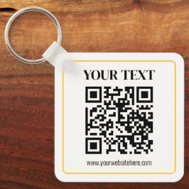 Bearbeitbarer QR-Code & Text mit gelber Goldumrand Schlüsselanhänger