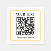 Bearbeitbarer QR-Code & Text mit gelber Goldumrand Serviette (Vorderseite)