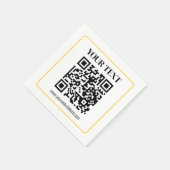 Bearbeitbarer QR-Code & Text mit gelber Goldumrand Serviette (Ecke)