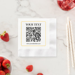 Bearbeitbarer QR-Code & Text mit gelber Goldumrand Serviette