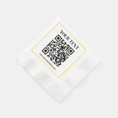 Bearbeitbarer QR-Code & Text mit gelber Goldumrand Serviette (Ecke)