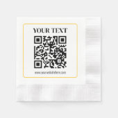 Bearbeitbarer QR-Code & Text mit gelber Goldumrand Serviette (Vorderseite)