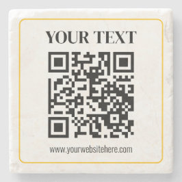 Bearbeitbarer QR-Code & Text mit gelber Goldumrand Steinuntersetzer