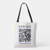 Bearbeitbarer QR-Code & Text mit gelber Goldumrand Tasche (Rückseite)