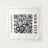 Bearbeitbarer QR-Code & Text mit gelber Goldumrand Wandteppich (Vorderseite (Horizontal))