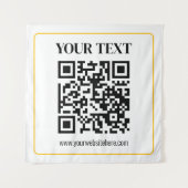 Bearbeitbarer QR-Code & Text mit gelber Goldumrand Wandteppich (Vorderseite)