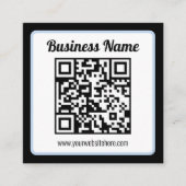 Bearbeitbarer QR-Code & Text mit hellblauem Rand Begleitkarte (Vorderseite)