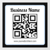 Bearbeitbarer QR-Code & Text mit hellblauem Rand Fensteraufkleber (Blatt)