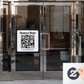 Bearbeitbarer QR-Code & Text mit hellblauem Rand Fensteraufkleber (Büro Tür)