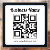 Bearbeitbarer QR-Code & Text mit hellblauem Rand Fensteraufkleber (Blatt 2)