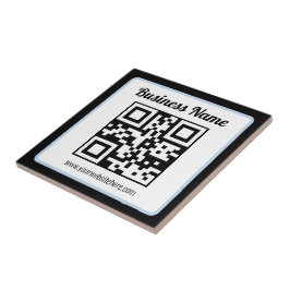 Bearbeitbarer QR-Code & Text mit hellblauem Rand Fliese