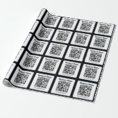 Bearbeitbarer QR-Code & Text mit hellblauem Rand Geschenkpapier (Ungerollt)