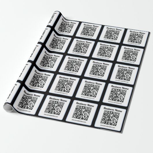 Bearbeitbarer QR-Code & Text mit hellblauem Rand Geschenkpapier (Ungerollt)