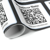 Bearbeitbarer QR-Code & Text mit hellblauem Rand Geschenkpapier (Rolleneckpunkt)
