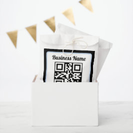 Bearbeitbarer QR-Code & Text mit hellblauem Rand Geschenktütchen